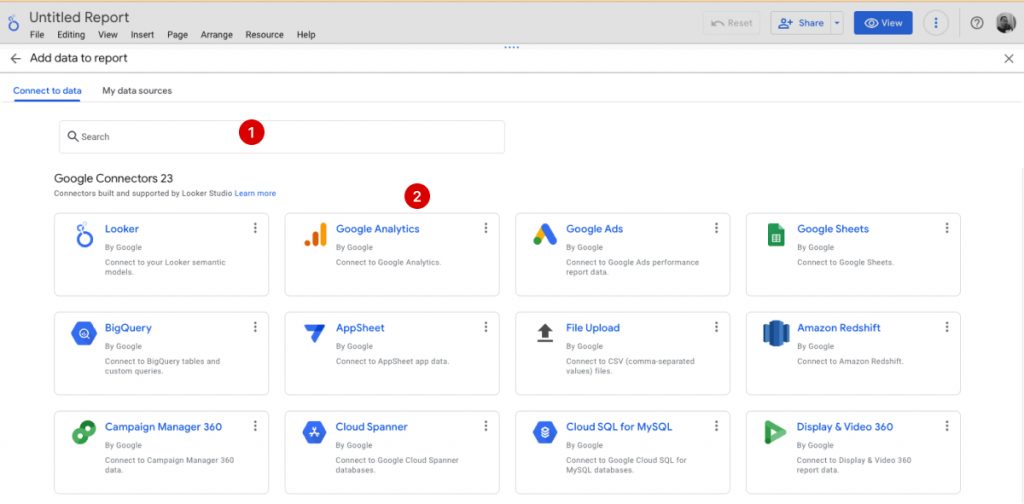 Hướng dẫn sử dụng Looker Studio hiệu quả 2023 7 Tạo nguồn dữ liệu mới trong báo cáo Looker Studio